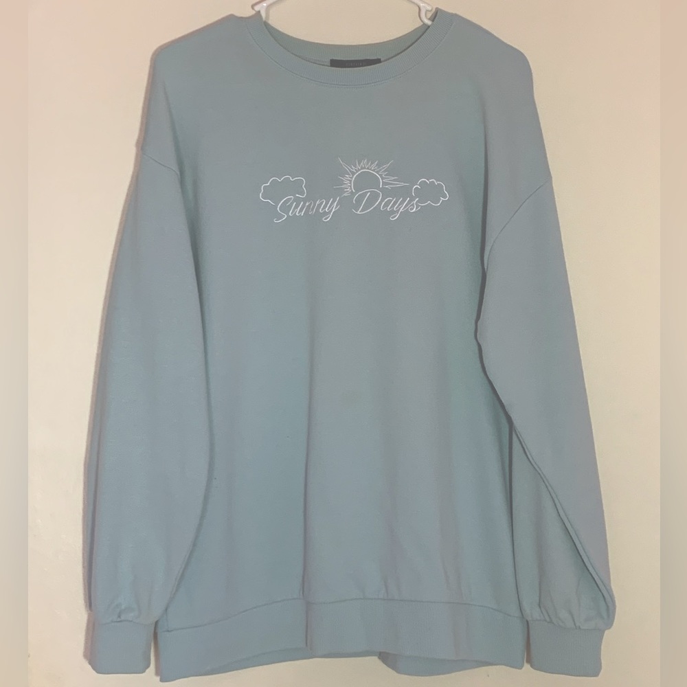 Sky Blue Embroidered “Sunny Days” Crewneck